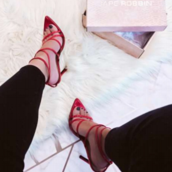 Strappy Red Sandal - Picture 5 of 8